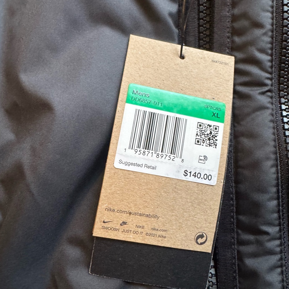 Nike Sportswear Therma-FIT Legacy Fleece Lined Hooded Jacket Black Size XL New - Picture 2 of 8